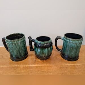 Vintage Blue Mountain Pottery Mug Set Trio